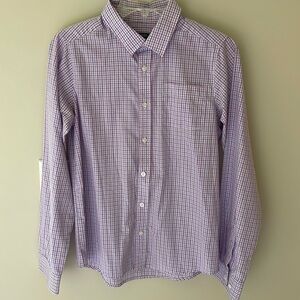 George Youth Boys XL 14 16 Purple Plaid Button Down Wrinkle Resistant Shirt